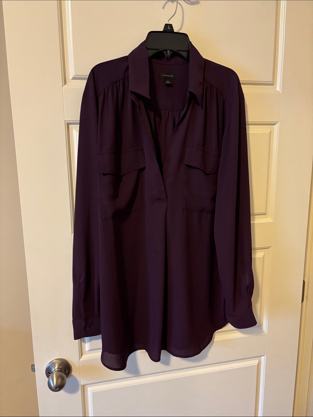 Ann Taylor Plum Button-Down Blouse